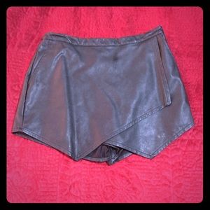 Black leather skirt looking shorts